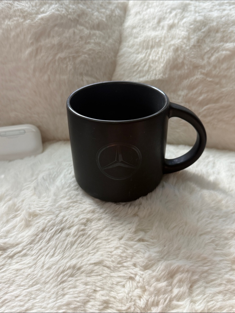 matte black Mercedes-Benz ceramic mug with embossed logo